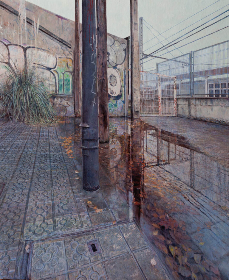 Fences and Barriers (Vallas y barreras), 73x54 cm, acrílico sobre tela.