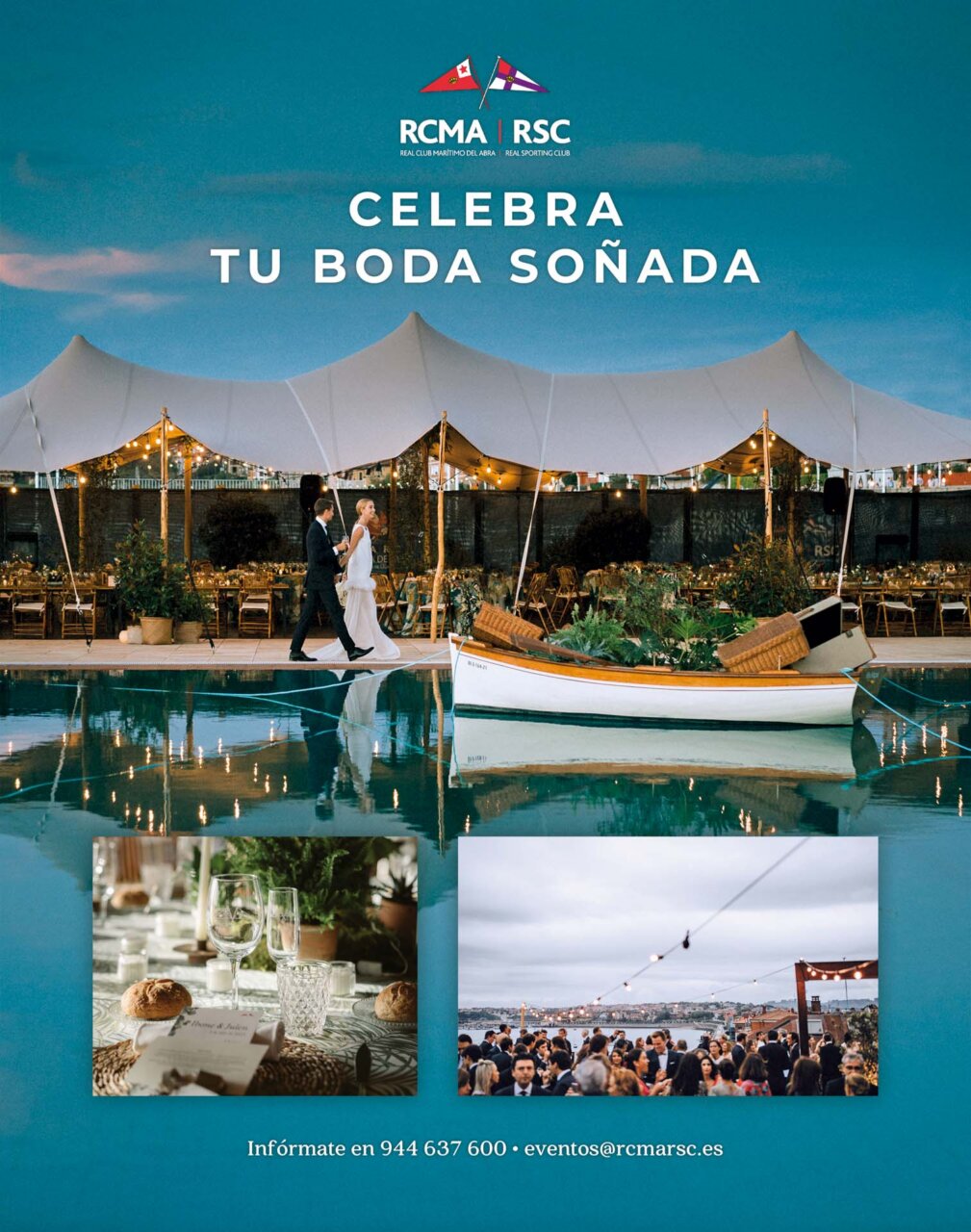 Pareja de novios en una boda en el Club Marítimo del Abra