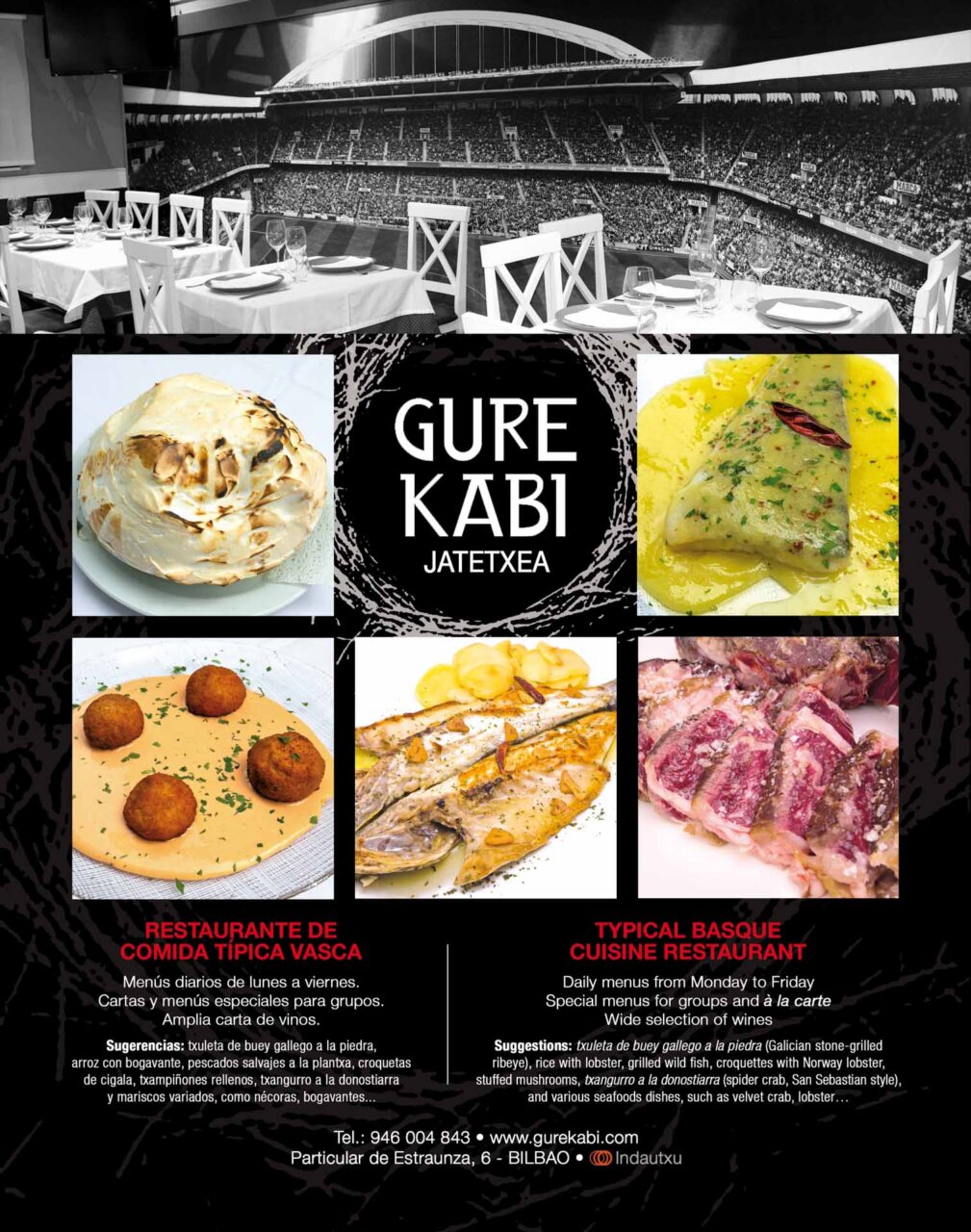Platos de comida típica vasca en Gure Kabi Jatetxea en Bilbao
