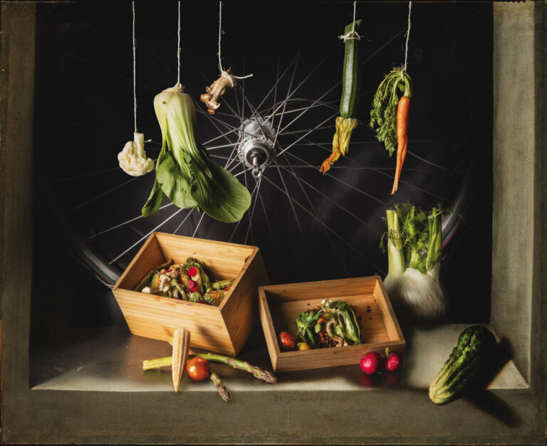 Ecoparking Bilbao y Restaurante Dando la Brasa. Bodegón con membrillo, repollo, melón y pepino, Juan Sánchez Cotán. ©Bego Elexpe