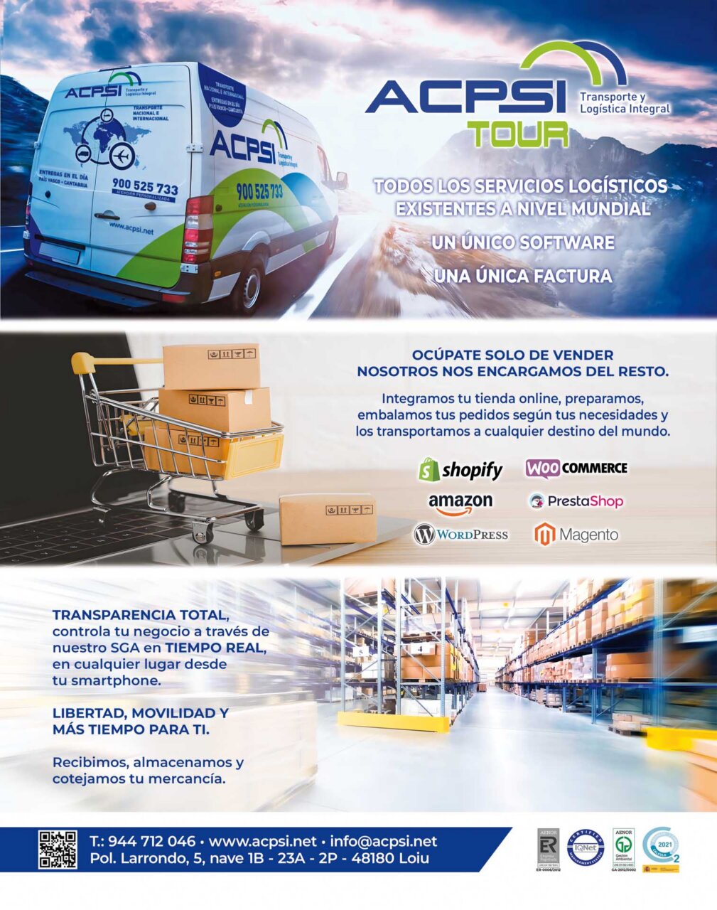 Furgón de transporte ACPSI y servicios logísticos integrales