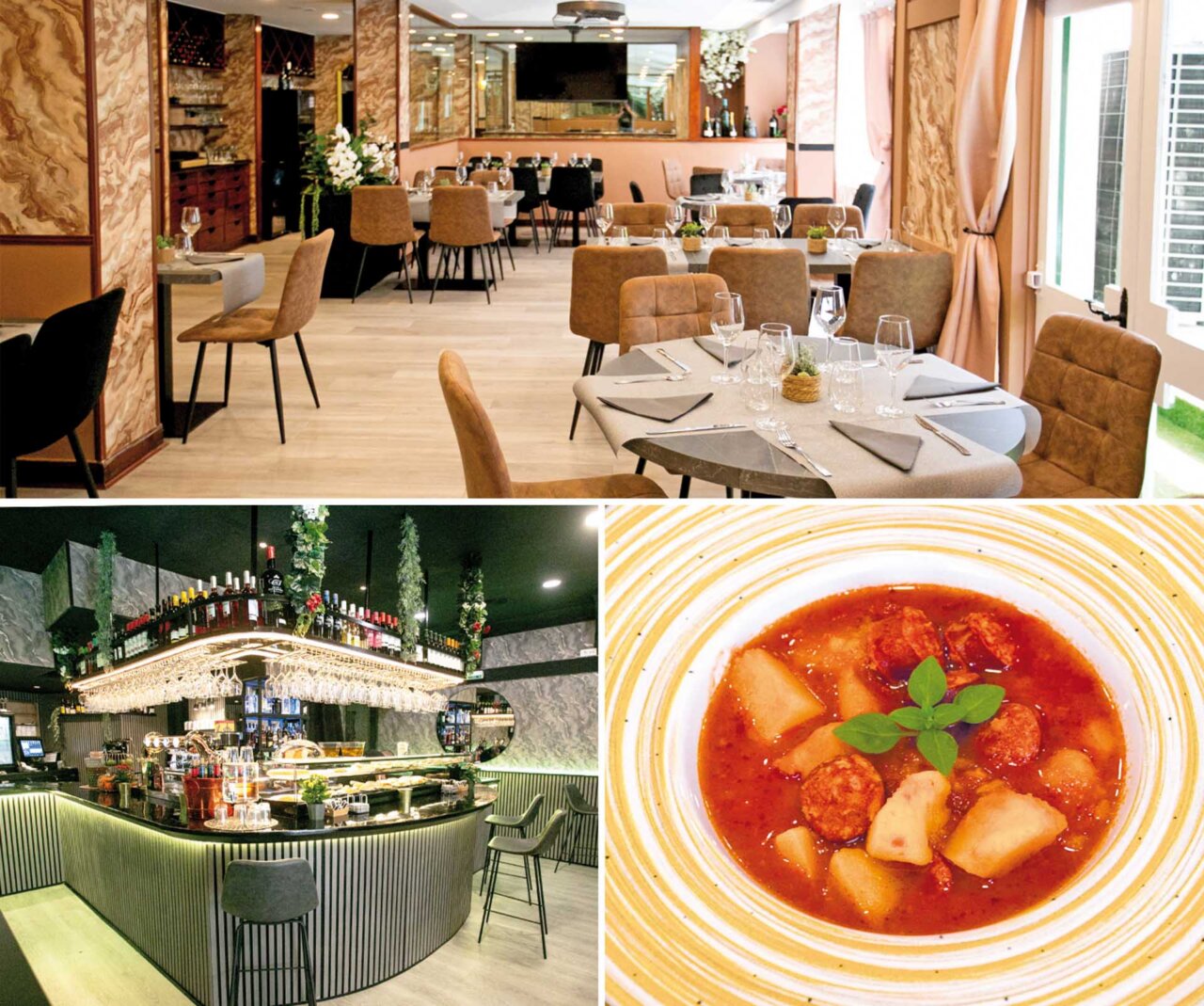Interior del restaurante Gredos en Bilbao con mesas y decoración moderna