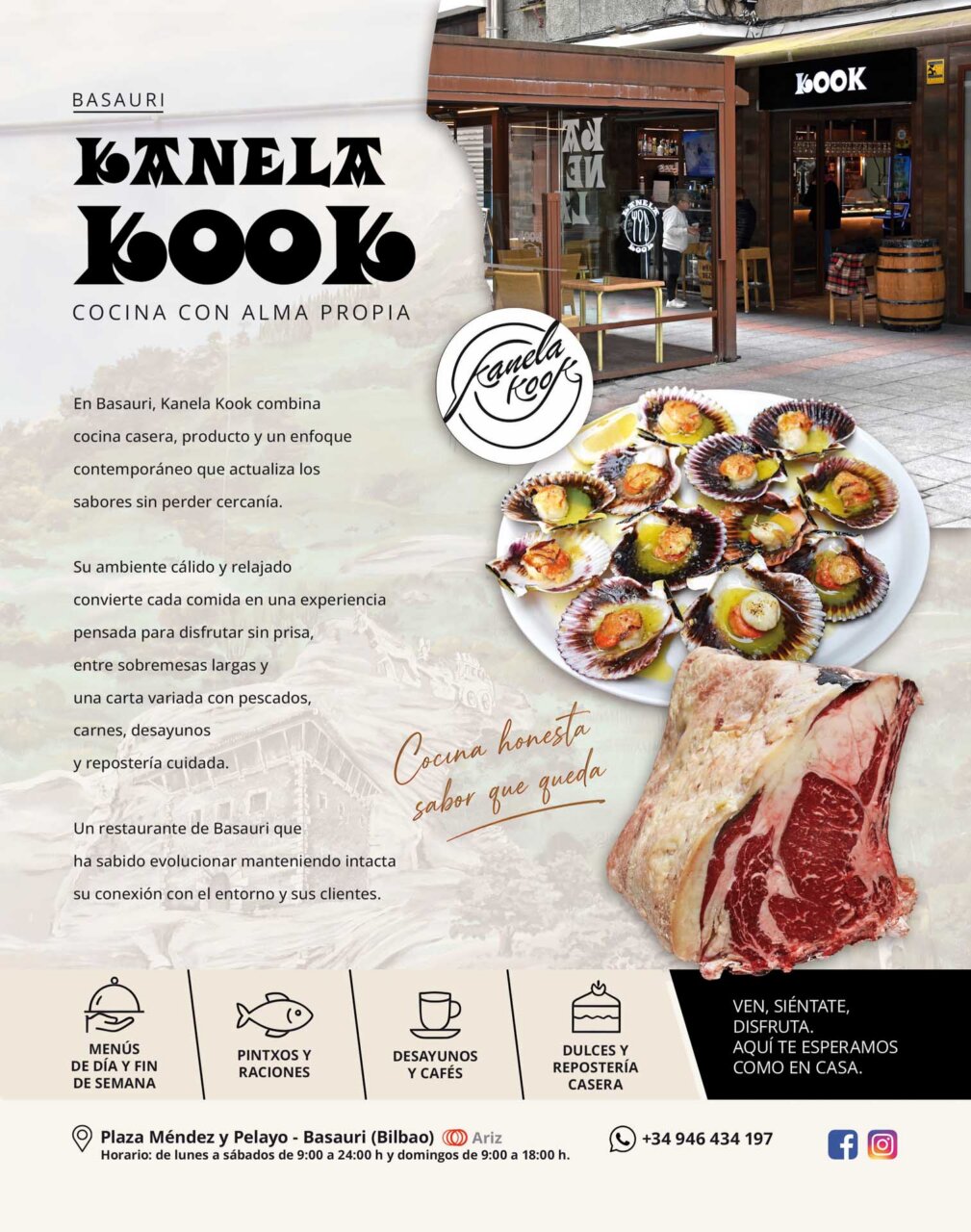 Restaurante Kanela Kook en Basauri con platos y ambiente acogedor