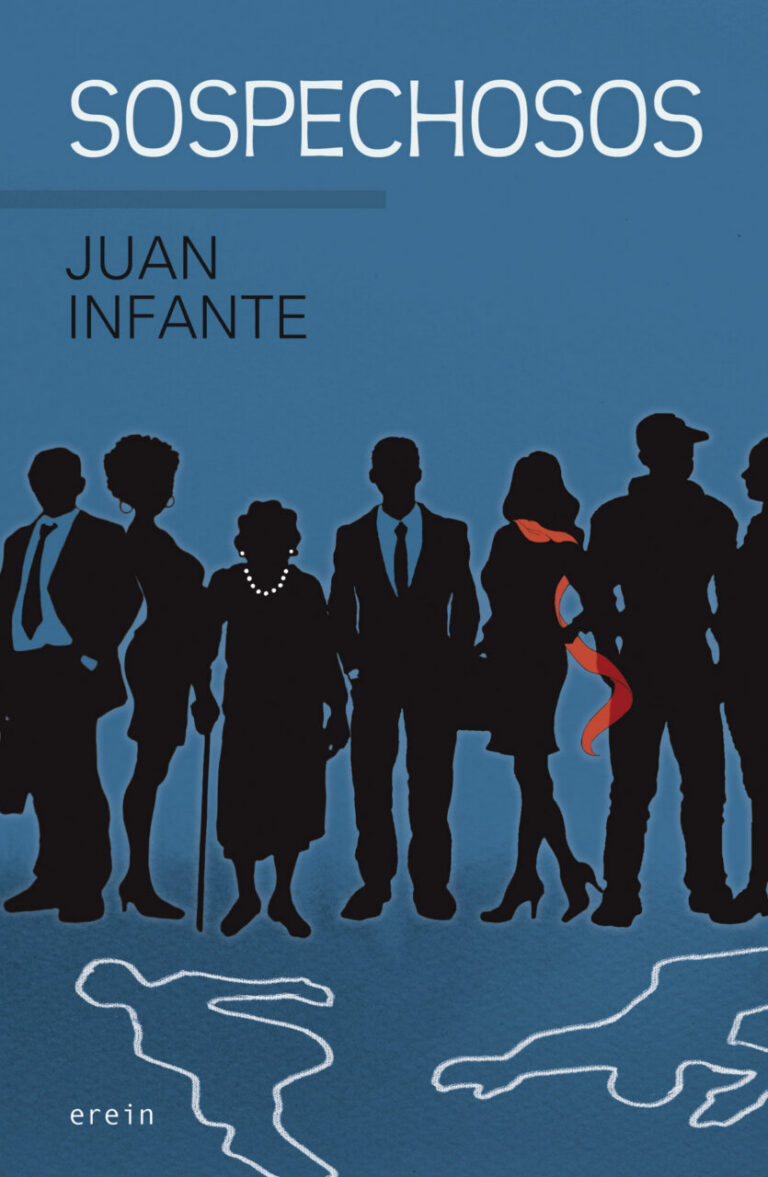 Portada del libro Sospechosos de Juan Infante con siluetas de personajes