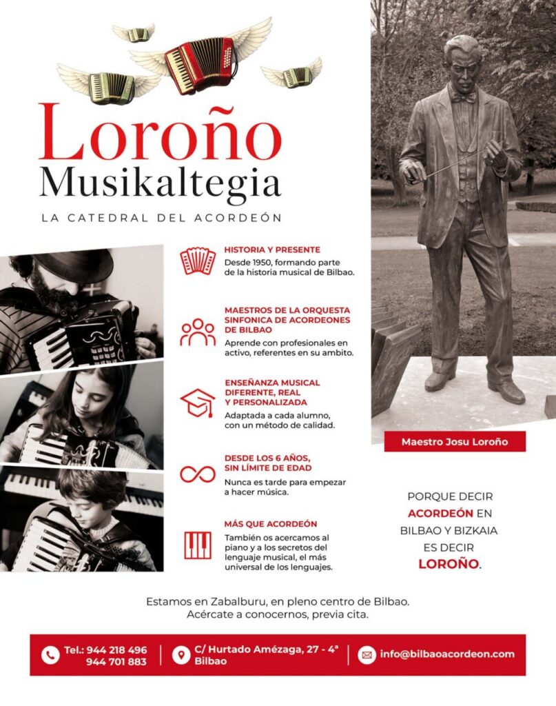 Imagen promocional de Loroño Musikaltegia, escuela de música en Bilbao.
