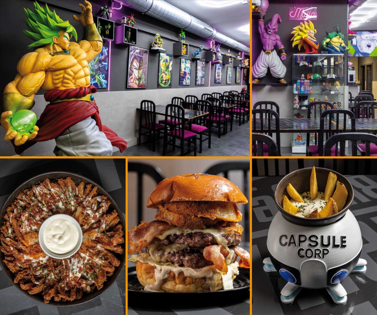 Hamburguesa Majin en un restaurante temático de Dragon Ball