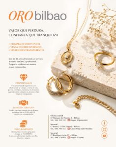 Anuncio de Oro Bilbao con joyas de oro y plata