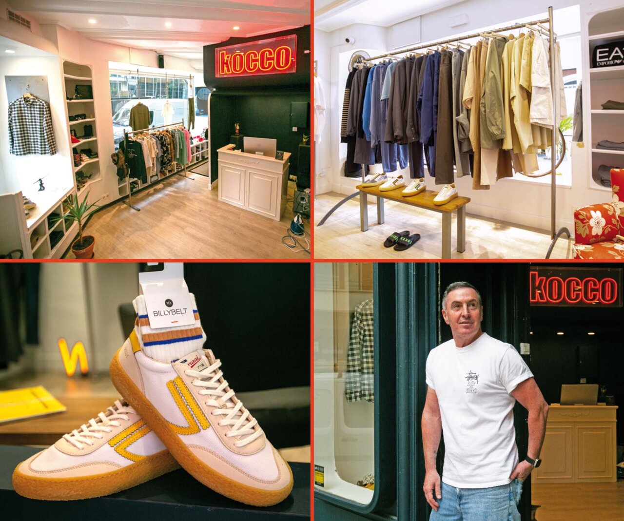 Interior de la tienda Köcco en Bilbao con ropa masculina y decoración contemporánea